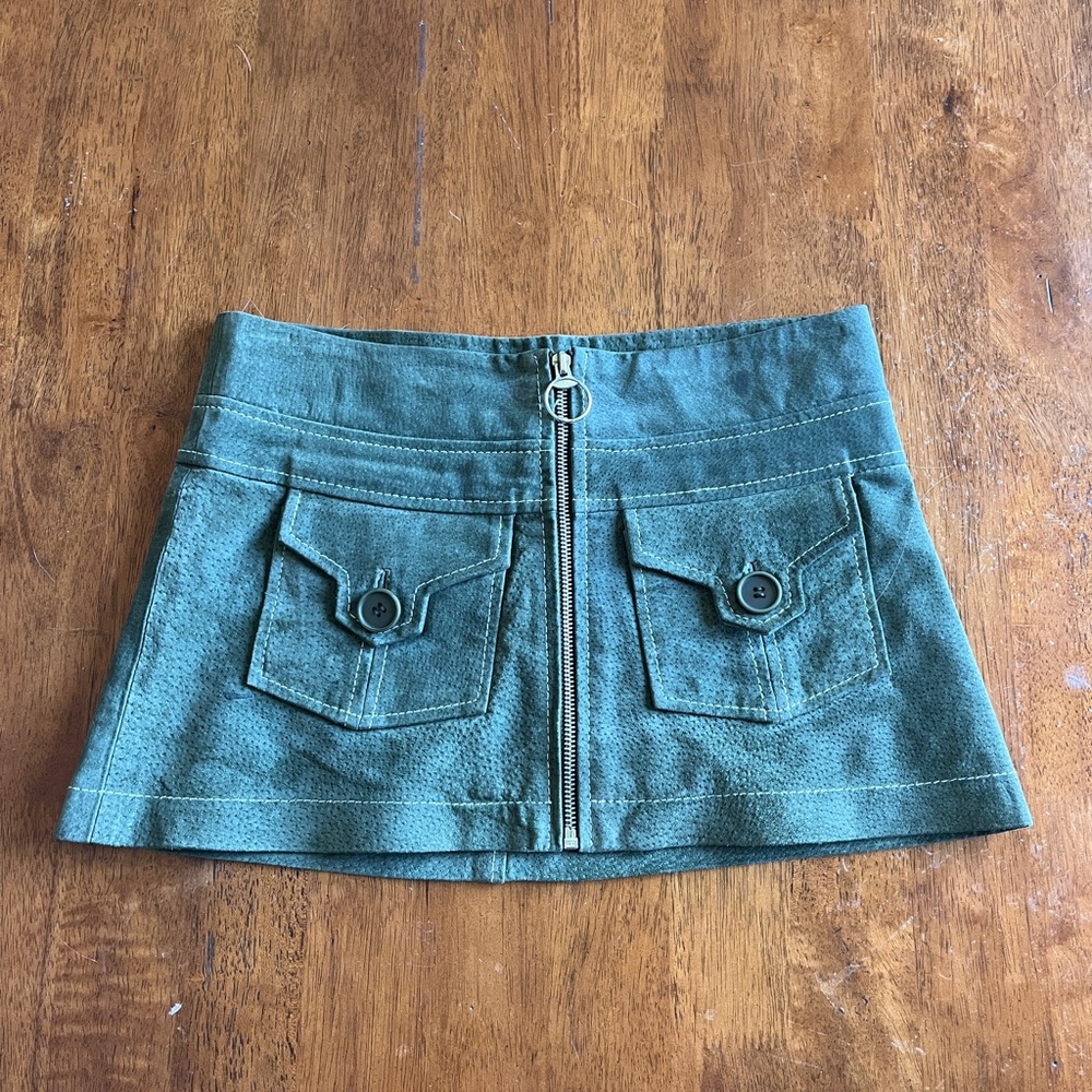 Y2K Wet Seal Green Suede Skirt